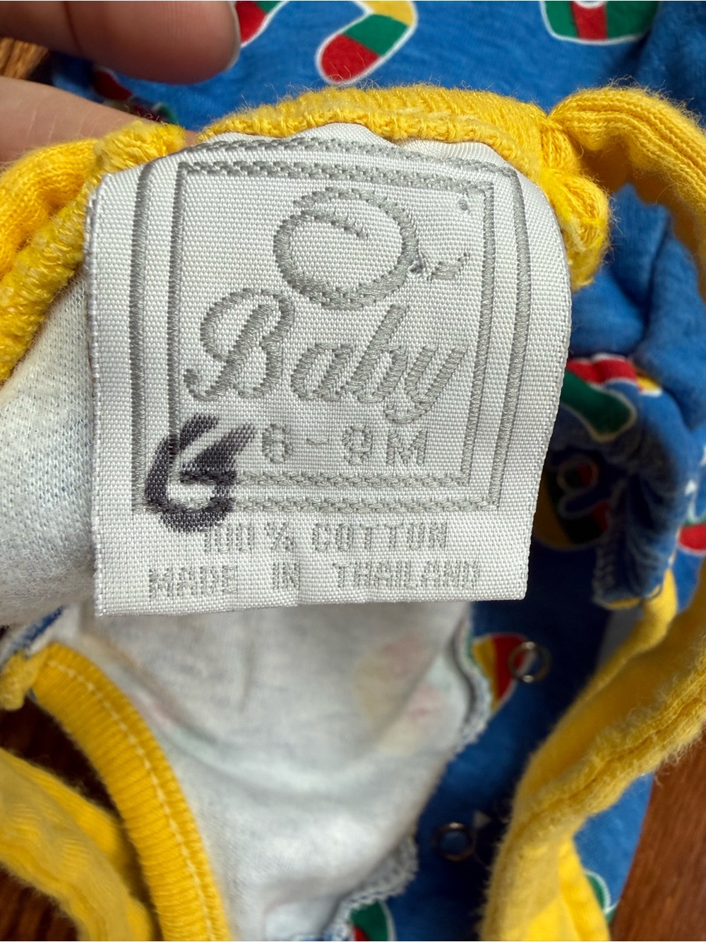 Vintage Bright Blue & Yellow Printed Baby Romper 0-3 Months - Picture 6 of 7
